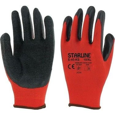 STARLİNE E-45 KIRMIZI SİYAH TIRTIKLI ELDİVEN 12 Lİ 1 PAKET